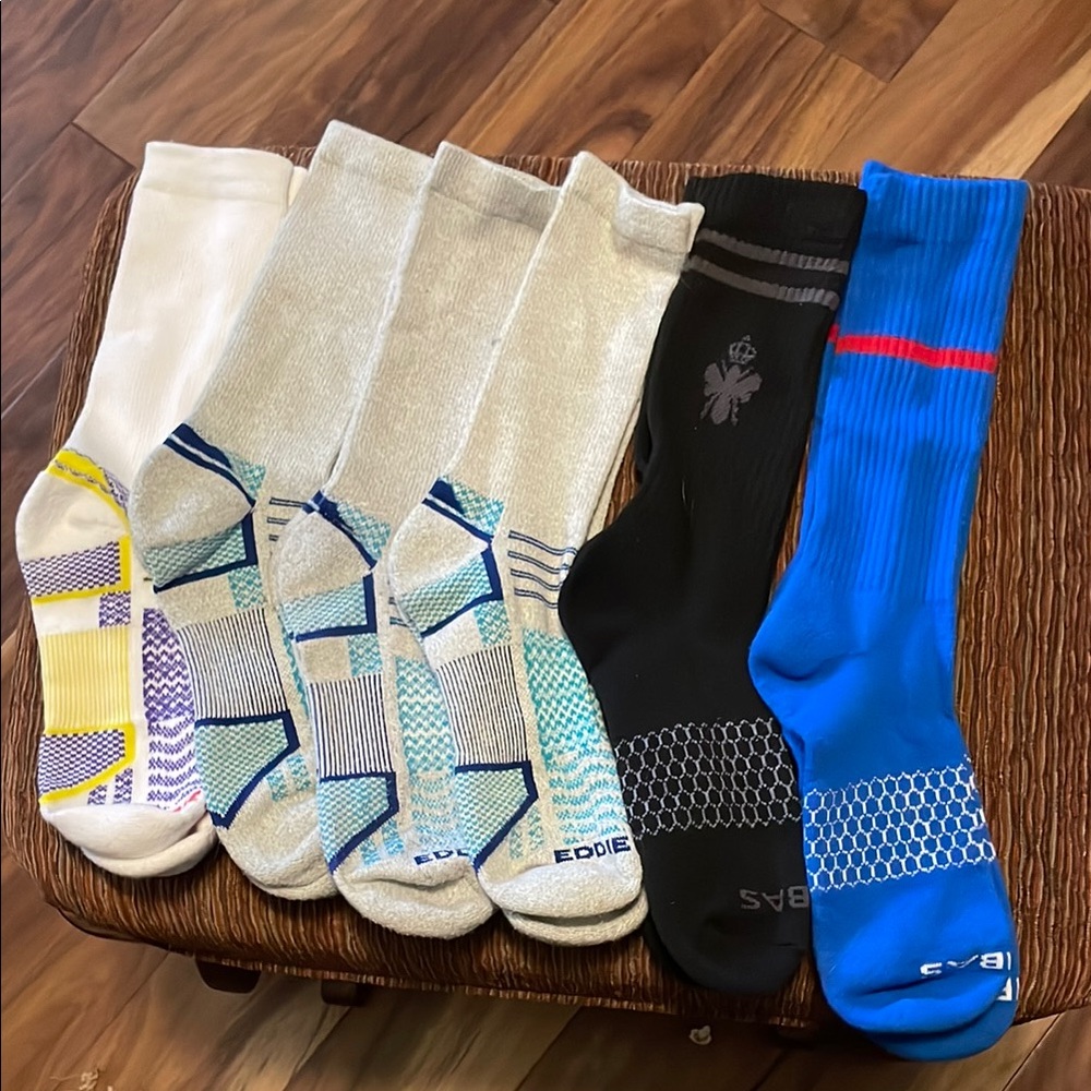 Eddie Bauer Men's Multi-Color Crew Socks- 4 Pairs. Bombas Socks- 2 Pairs.